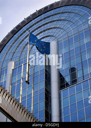 EU flag at the European Parliament in Brussels, Belgium Stock Photo