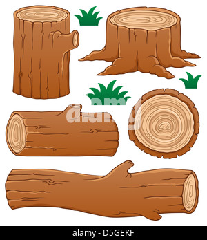 Cartoon Illustration of Wooden Log or Stump Clip Art Stock Photo - Alamy