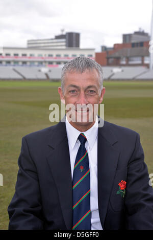 Manchester, UK. 2nd April 2013. Mike Watkinson, former captain, and now Cricket Director poses during the 2013 Media Day and Photocall at Lancashire County Cricket Club. Emirates Old Trafford, Manchester, UK 02-04-2013. Credit: John Fryer / Alamy Live News Stock Photo