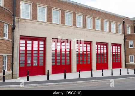 The old Dudley fire station now part of the new college buildings called Evolve Stock Photo