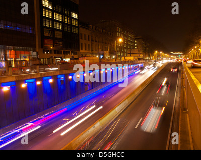 Madoutunnel at night in the city centre of Brussels, Belgium Stock Photo