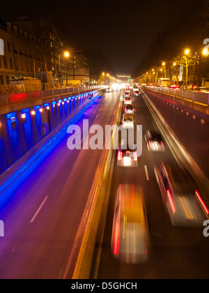 Madoutunnel at night in the city centre of Brussels, Belgium Stock Photo