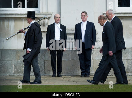 Cambridge, UK. 2nd April 2013. Prince Philip and Sir David Attenborough at the Senate House in Cambridge U.K  today  at the launch of the Cambridge conservation Initiative. Credit: JAMES LINSELL-CLARK / Alamy live News Stock Photo