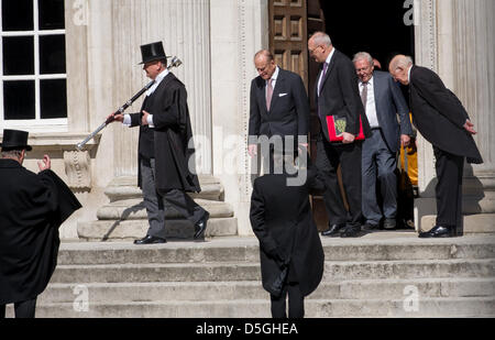 Cambridge, UK. 2nd April 2013. Prince Philip and Sir David Attenborough at the Senate House in Cambridge U.K  today  at the launch of the Cambridge conservation Initiative. Credit: JAMES LINSELL-CLARK / Alamy live News Stock Photo