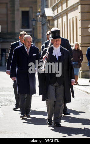 Cambridge, UK. 2nd April 2013. Prince Philip and Sir David Attenborough at the Senate House in Cambridge U.K  today  at the launch of the Cambridge conservation Initiative. Credit: JAMES LINSELL-CLARK / Alamy live News Stock Photo