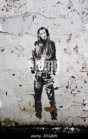 A graffiti image of Bob Marley on a wall in Handsworth, Birmingham, UK Stock Photo