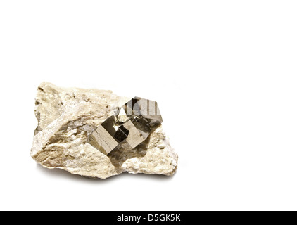 Pyrite Cube Crystals in Matrix Stock Photo