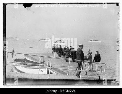 Haldane party boarding Morgan yacht (LOC) Stock Photo