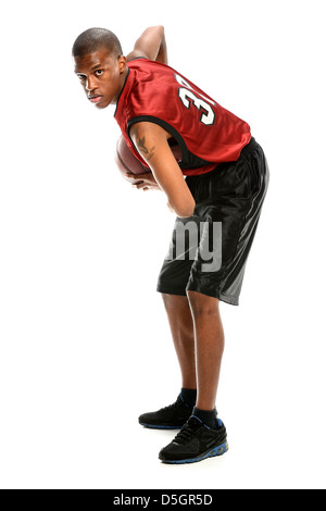 African American basketball player isolated over white background Stock Photo