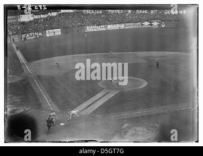 [Unidentified player, New York NL, bunts against Athletics in 3rd game of 1913 World Series at Polo Grounds (baseball)] (LOC) Stock Photo