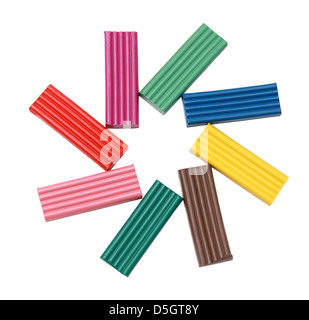 The group of objects for children colored plasticine isolated on white background Stock Photo
