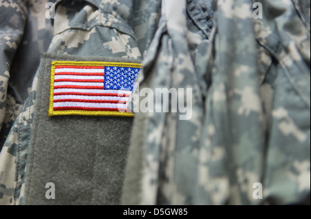 American flag patch  on the uniform shoulder Stock Photo