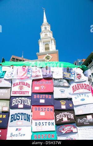 Boston T-Shirts and Park Street Church Steeple, Boston, Ma., New England, USA Stock Photo