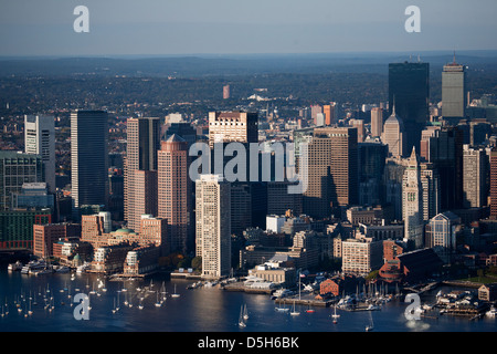 AERIAL VIEW of Fort Warren, a historic Civil War fort used as a prison, Boston Harbor, MA Stock Photo