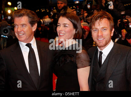 Actors Pierce Brosnan, Olivia Williams and Ewan McGregor (L-R) arrive for the premiere of the film 'The Ghost Writer' during the 60th Berlinale International Film Festival in Berlin, Germany, 12 February 2010. The festival runs until 21 Febuary 2010. Photo: Hubert Boesl Stock Photo