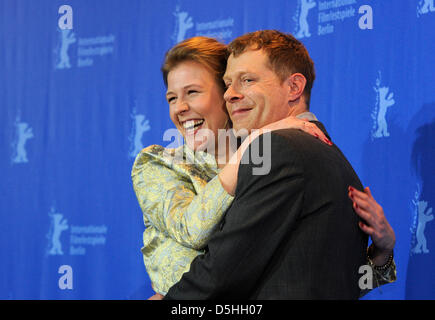 Austrian actors Franziska Weisz and Andreas Lust attend the photocall of the movie 'The Robber' ('Der Räuber') during the 60th Berlinale International Film Festival in Berlin on Monday, 15 February 2010. The festival runs until 21 February 2010. 'The Robber' runs in the competition of the festival. Photo: Marcus Brandt dpa/lbn Stock Photo