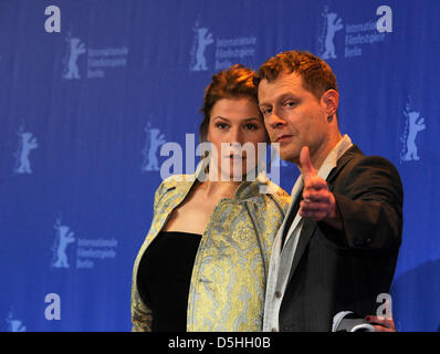 Austrian actors Franziska Weisz and Andreas Lust attend the photocall of the movie 'The Robber' ('Der Räuber') during the 60th Berlinale International Film Festival in Berlin on Monday, 15 February 2010. The festival runs until 21 February 2010. 'The Robber' runs in the competition of the festival. Photo: Marcus Brandt dpa/lbn Stock Photo