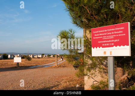 Sign for Musee Memorial Camp de Rivesaltes in southern France. SEE DESCRIPTION FOR DETAILS. Stock Photo