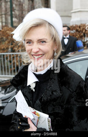 Princess Astrid of Belgium arrives for a special mass commemorating deceased members of the Belgian Royal Family at Onze-Lieve-Vrouwe church in Brussels, Belgium, 23 February 2010. Photo: Patrick van Katwijk Stock Photo