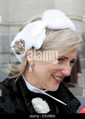 Princess Astrid of Belgium arrives for a special mass commemorating deceased members of the Belgian Royal Family at Onze-Lieve-Vrouwe church in Brussels, Belgium, 23 February 2010. Photo: Patrick van Katwijk Stock Photo