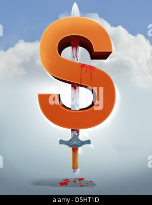 Illustrative image of sword in dollar sign representing business crime Stock Photo