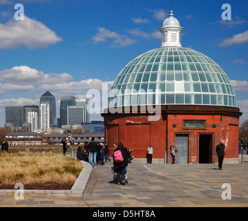 Greenwich foot tunnel entrance dome, crossing under the river Thames. Stock Photo