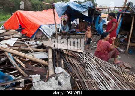 United Nations Park, a slum settlement in Paurakhi Basti, Kathmandu, Nepal. Stock Photo