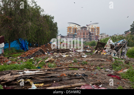 United Nations Park, in Paurakhi Basti, Kathmandu, Nepal. Once a slum housing many but demolished by government forces. Stock Photo