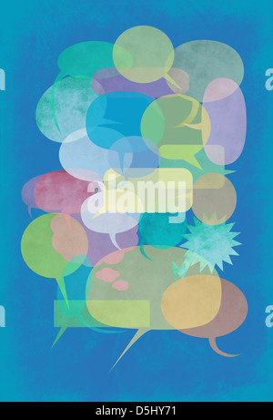 Illustration of chat bubbles against blue background Stock Photo