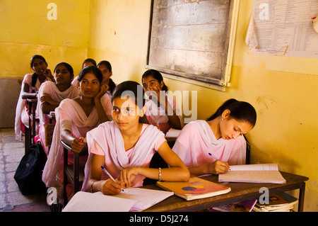 Indian girls at school in Asde Village Mulshi Valley Paud Maharashtra India Stock Photo