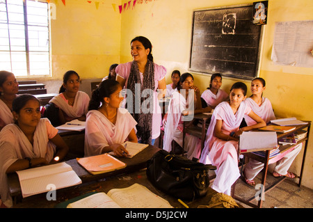 Teaching at school in Asde Village Mulshi Valley Paud Maharashtra India Stock Photo