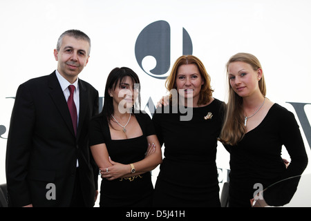 Aref Rust and Leyla Jafarova and Rita Matuchina and Sophie Katzke at opening of Jeweller shop of Jafarov family. Duesseldorf, Stock Photo