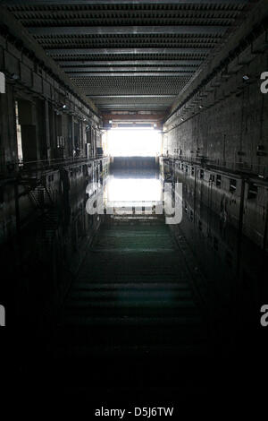 (FILE) An archive photo dated 07 August 2009 shows the submarine dock for Keroman 3 submarines is pictured in the port of Lorient, France. The port of Lorient was used as a submarine base from 1940 until 1944 by the German Navy and was the largest German submarine base during World War II. After the war, the French marines used the facility until 1997. Photo: Daniel Karmann Stock Photo