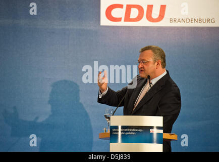 Berlin's senator for the interior ,Frank Henkel, speaks during the Christian Democrats' Brandenburg state party meeting in Potsdam, Germany, 17 November 2012. The 230 delegates elected a new chairmanship. Photo: Patrick Pleul Stock Photo