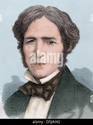 Michael Faraday (1791-1867). British physicist and chemist. Colored engraving. Stock Photo