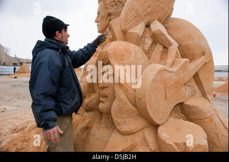 Brighton, UK. 3rd April 2013. Brighton Sand Sculpture Festival 2013: Credit: Andrew Hasson / Alamy Live News Stock Photo