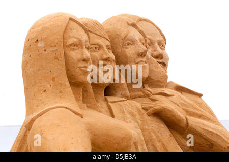 Brighton, UK. 3rd April 2013. Brighton Sand Sculpture Festival 2013:   Abba and Brighton Dome, where they won the Eurovision Song Contest in 1974, by Martin Tedder, from the Netherlands. Credit: Andrew Hasson / Alamy Live News Stock Photo