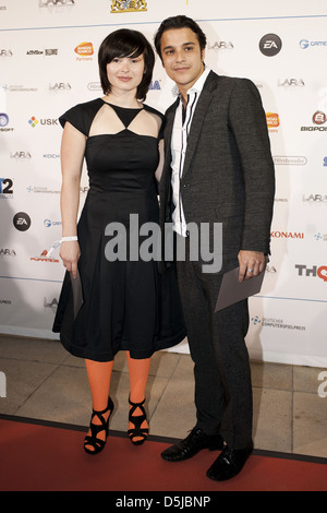 Anna Fischer and Kostja Ullmann attending the german computer game award at Haus der Kunst. Munich Germany. Credit. Stock Photo