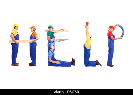 Group of people forming the word 'HELP' Stock Photo - Alamy