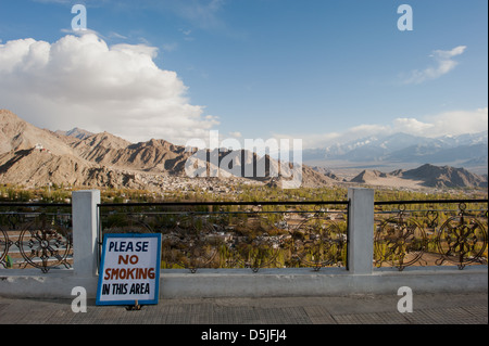 The view from Shanti Stupa, Leh, Ladakh, Jammu and Kashmir. India. Stock Photo