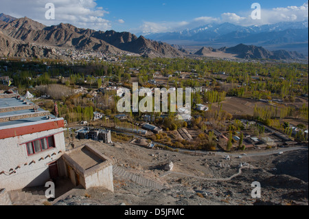 The view from Shanti Stupa, Leh, Ladakh, Jammu and Kashmir. India. Stock Photo