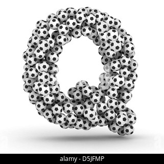 Letter Q from soccer football balls isolated on white background Stock Photo