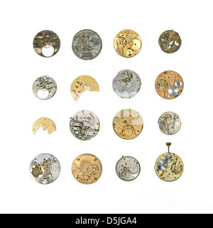 Pocket watch clockwork mechanisms on a white background Stock Photo