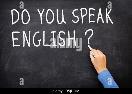 Education concept saying Do You Speak English? written on Chalkboard Stock Photo