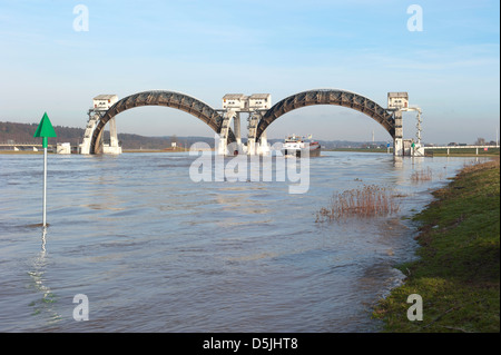 Stuw Driel, the weir in the river Rhine (Nederrijn) in the Netherlands Stock Photo