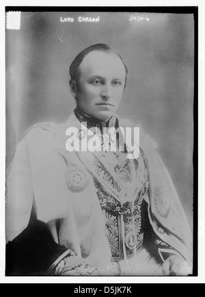 Lord Curzon British Viceroy of India entering Delhi on an elephant with ...
