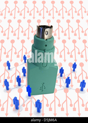 USB to PS 2 Converter, Human Network, Concept Stock Photo