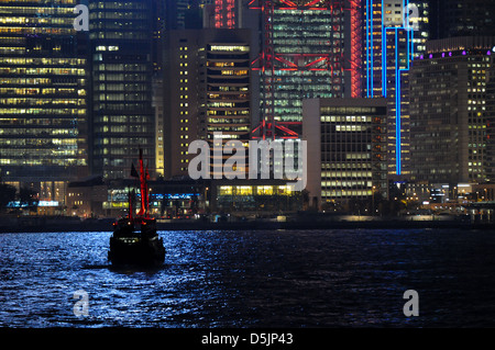 Sky line of Hong Kong - illuminations since the stars avenue Stock Photo