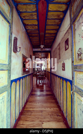 Traditional hallway in the coffee growing region of Colombia Stock Photo