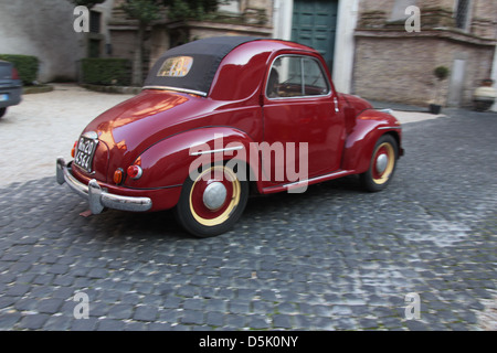 1954 fiat 500 c convertible classic car in trastevere area rome italy Stock Photo